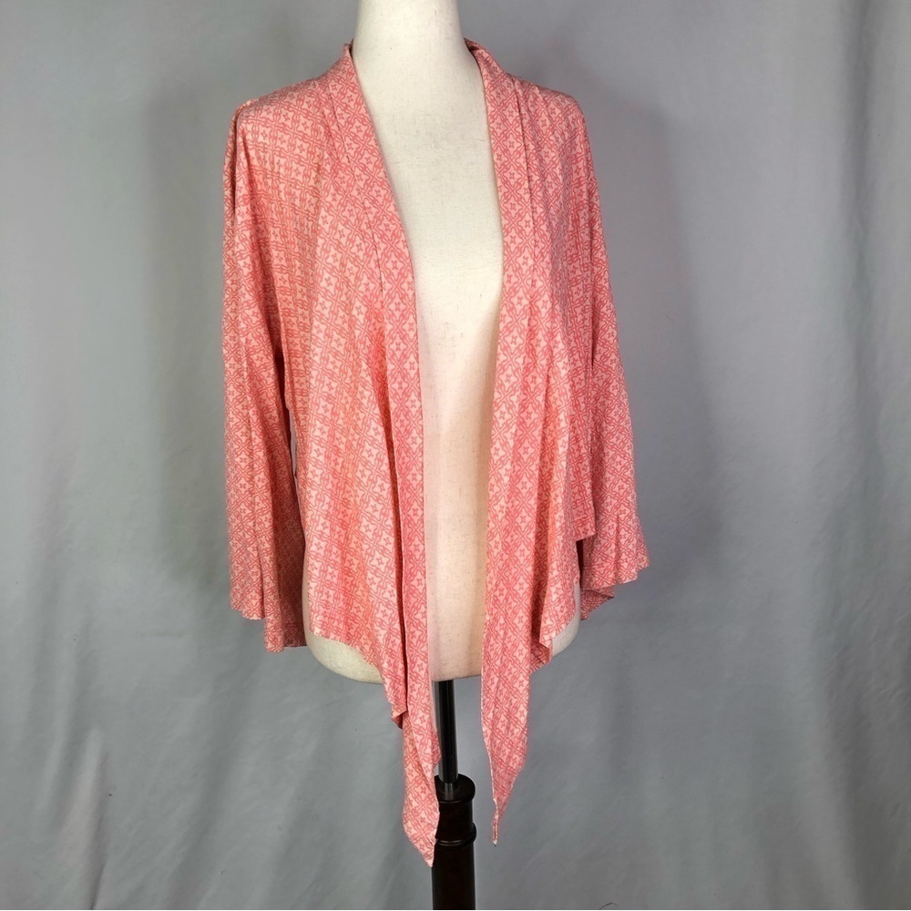 Alternative Apparel sweater very lightweight open draped front pink geometric S